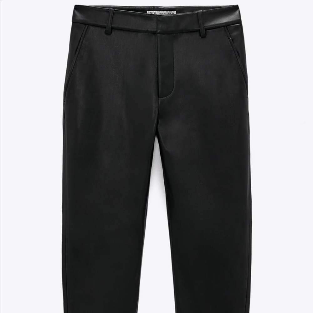 New Zara Faux Leather Pants Black - Picture 9 of 13